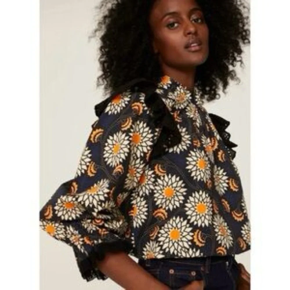 The Odells Samia Daisy Rufffle Top in Twilight Medium - Picture 4 of 8